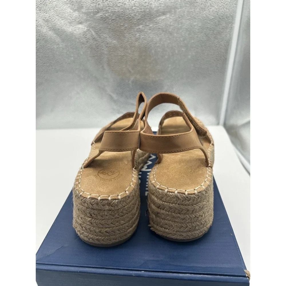 New White Mountain‎ Stride Espadrille Wedge Heel Ankle Strap Sandals Tan Size 9M